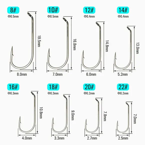 Dry fly hook dimension diagram