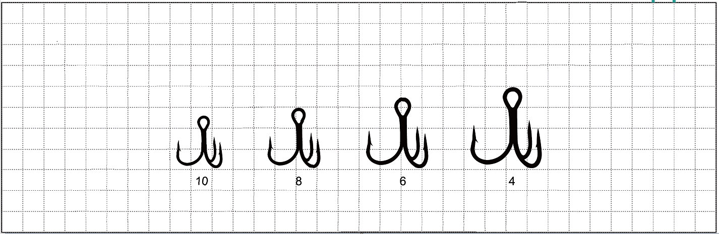 Wide gap treble hook size